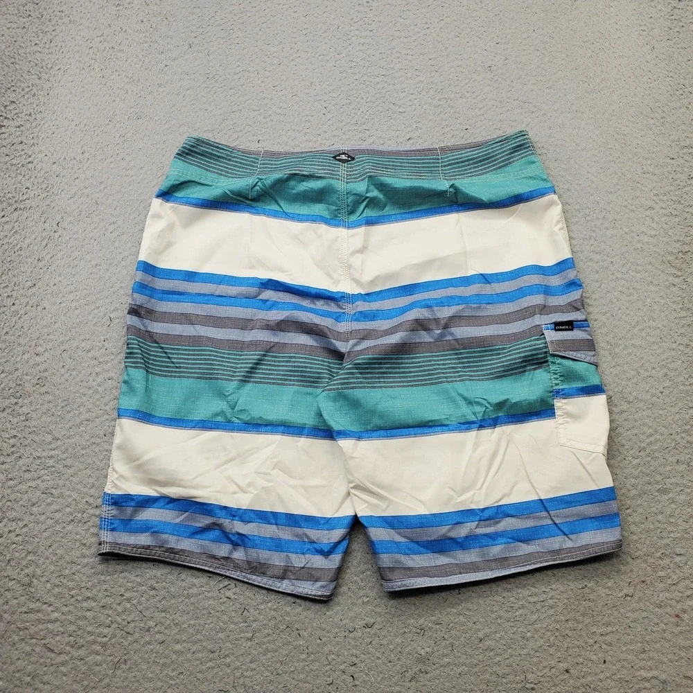O'Neill Swimwear Shorts Mens 36 Multicolor Striped Surf Drawstring Water Polo